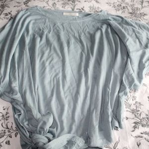 Gray Blue Flowy Tie-up Top